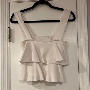 Zara white ruffled knit top